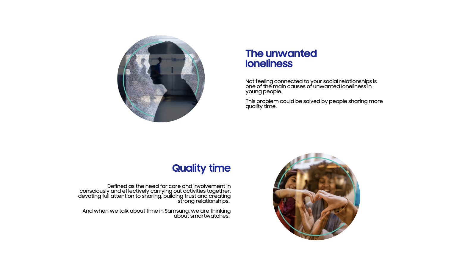 The unwanted loneliness. Quality time.